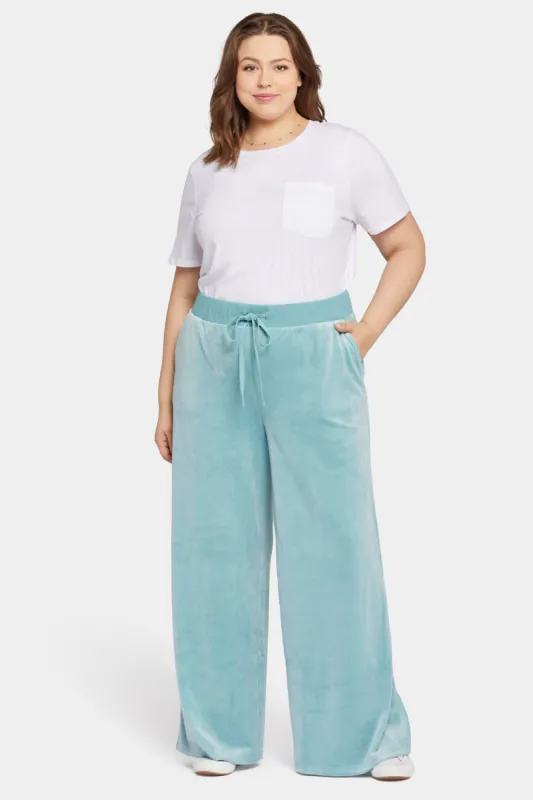 Velour Drawstring Wide Leg Pants In Plus Size - Dutch Blue sold by NYDJ
