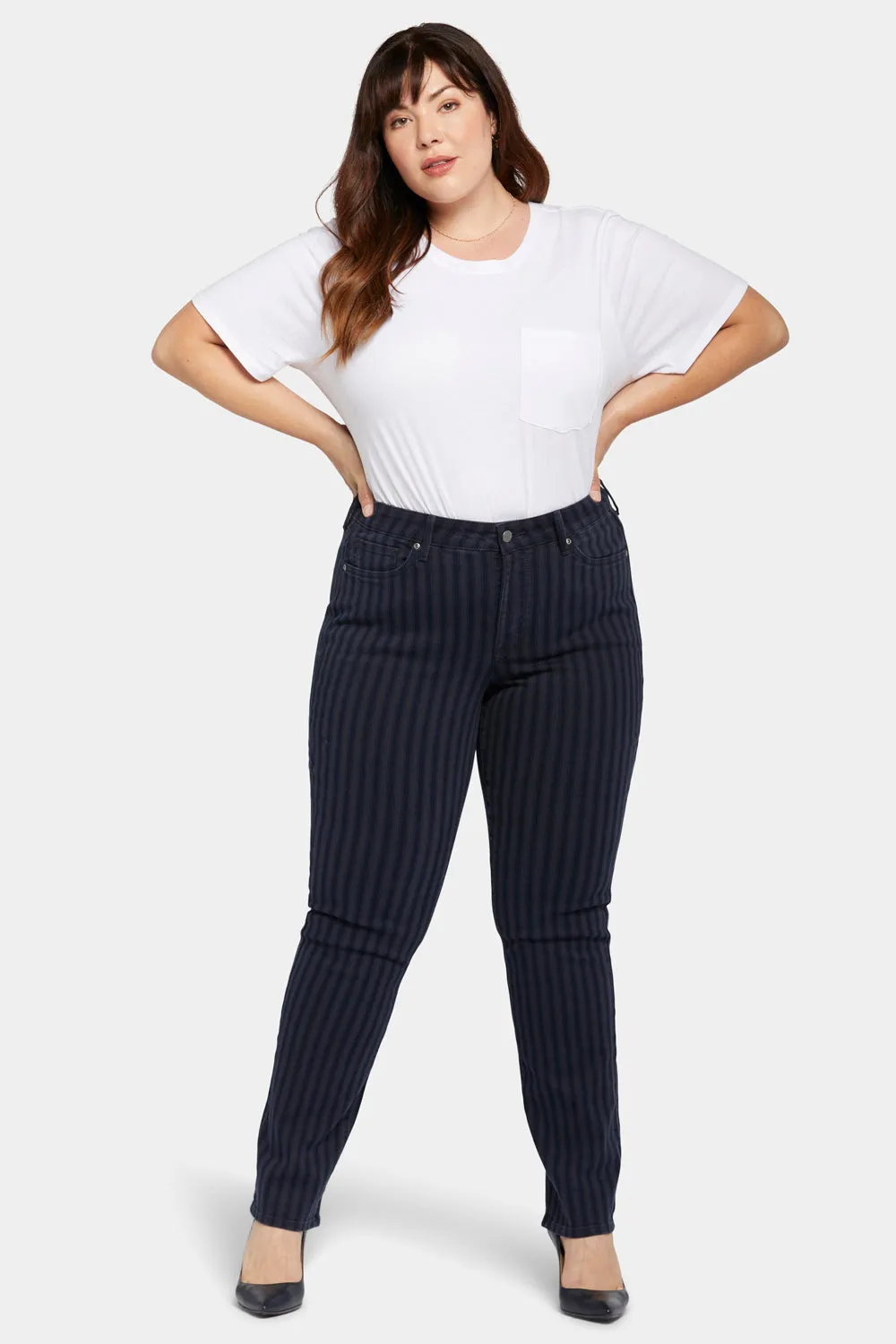 Marilyn Straight Jeans In Plus Size - Tahoe Stripe sold by NYDJ