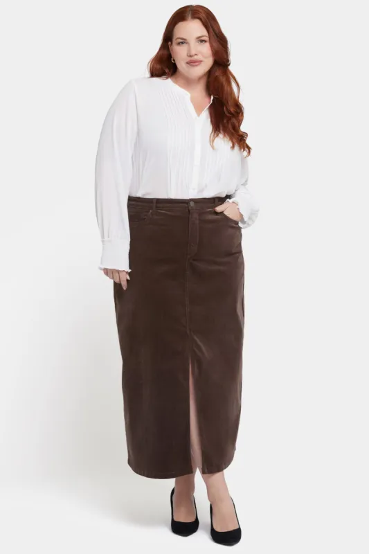 High Rise Long Skirt In Plus Size - Coffee Bean made by NYDJ