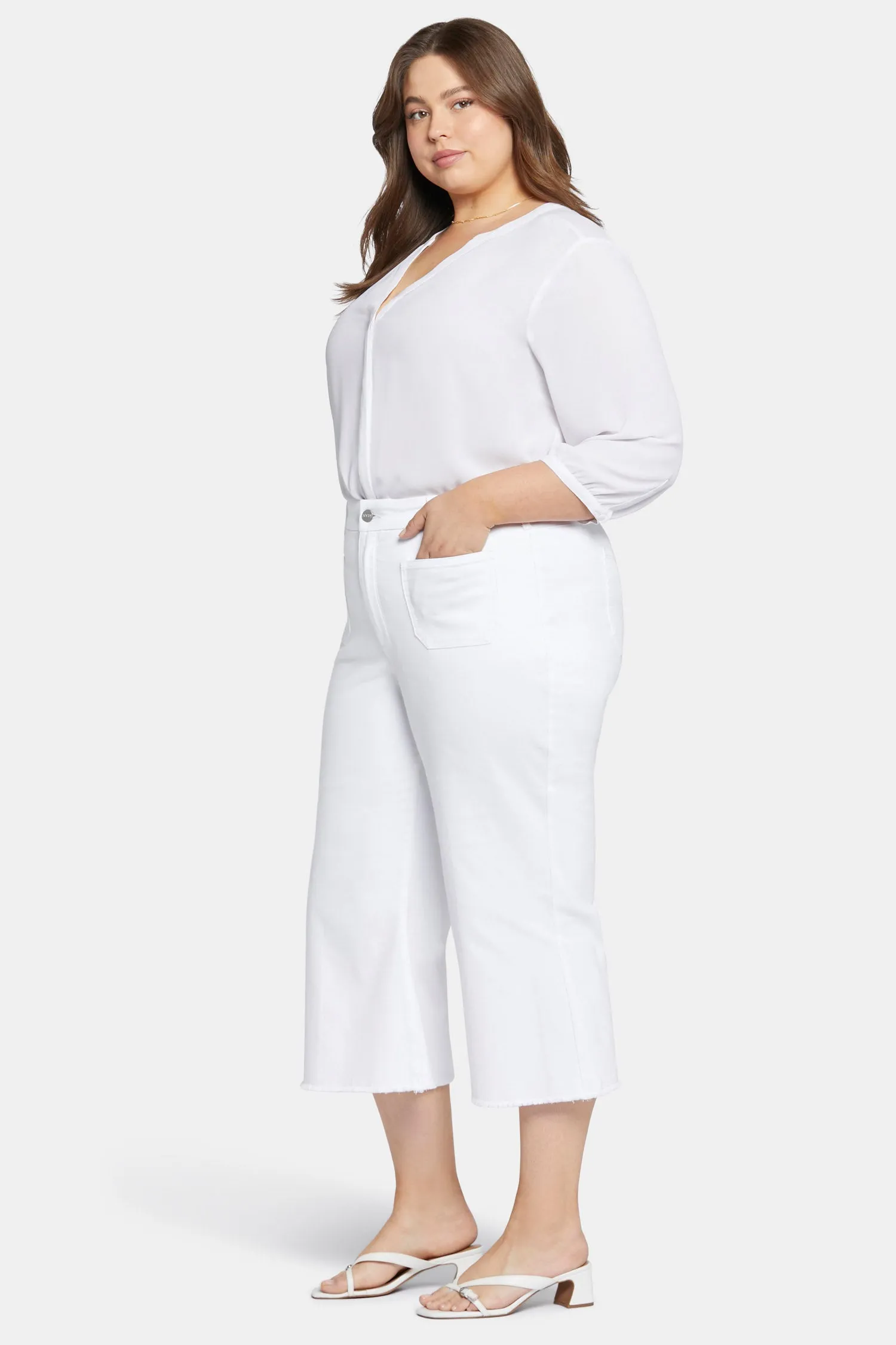 Patchie Wide Leg Capri Jeans In Plus Size - Optic White sold by NYDJ product image thumbnail 5