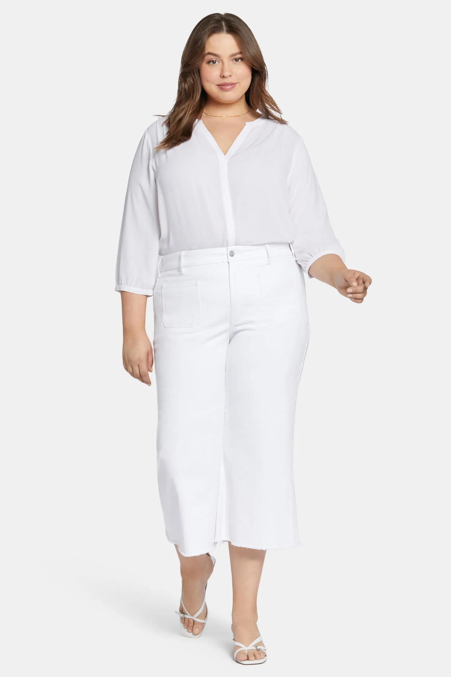 Patchie Wide Leg Capri Jeans In Plus Size - Optic White sold by NYDJ product image thumbnail 4