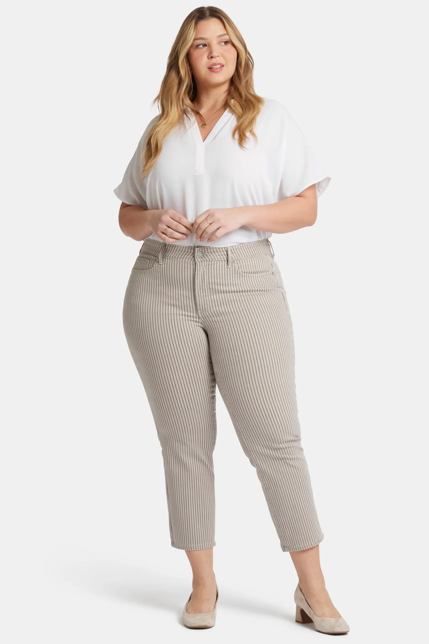 Marilyn Straight Ankle Jeans In Plus Size - Sandbar Stripe sold by NYDJ product image thumbnail 4