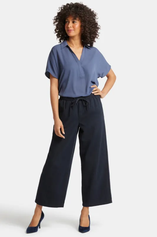 Jayne Pull-On Wide Leg Ankle Pants - Overdye Black sold by NYDJ