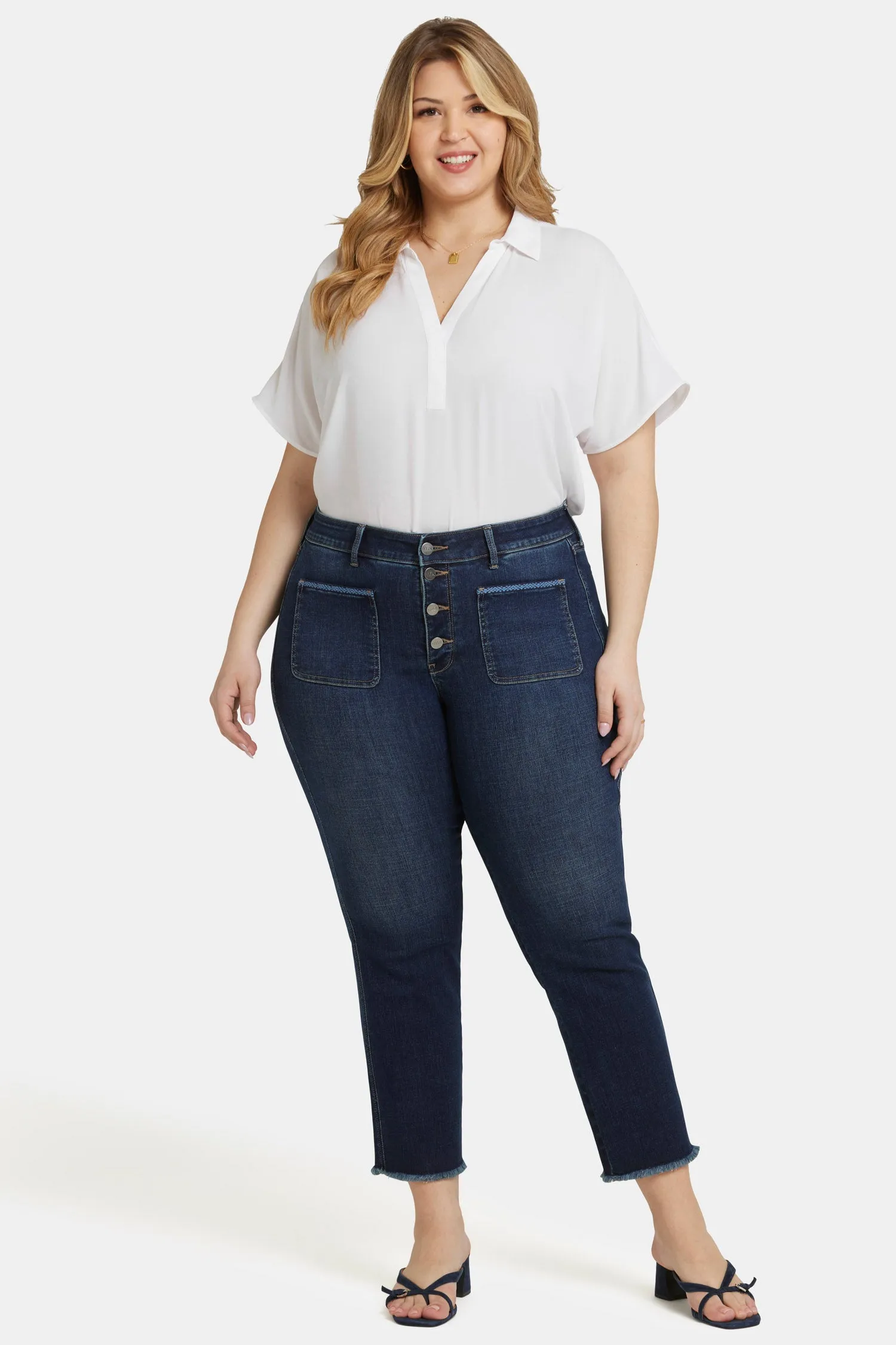 Marilyn Straight Ankle Jeans In Plus Size - Lotus Gardens sold by NYDJ