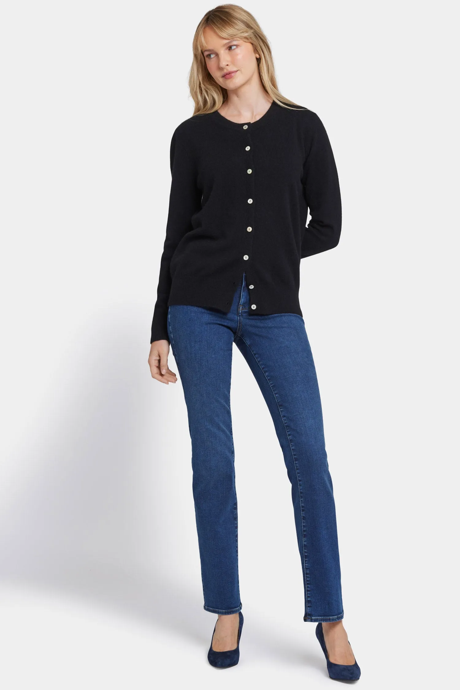 Cashmere Crewneck Cardigan - Black sold by NYDJ product image thumbnail 5