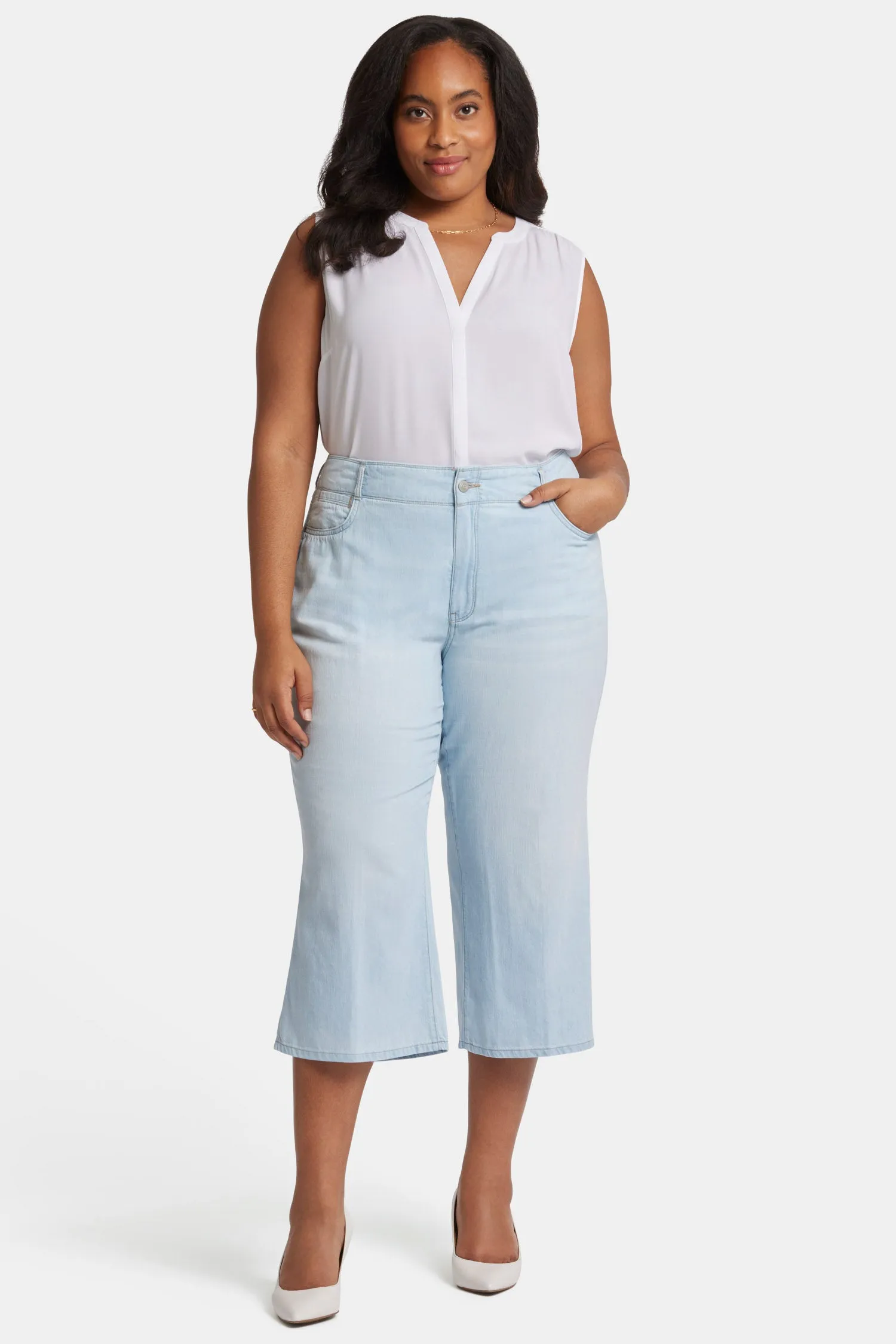 Brigitte Wide Leg Capri Jeans In Plus Size - Oceanfront sold by NYDJ product image thumbnail 4