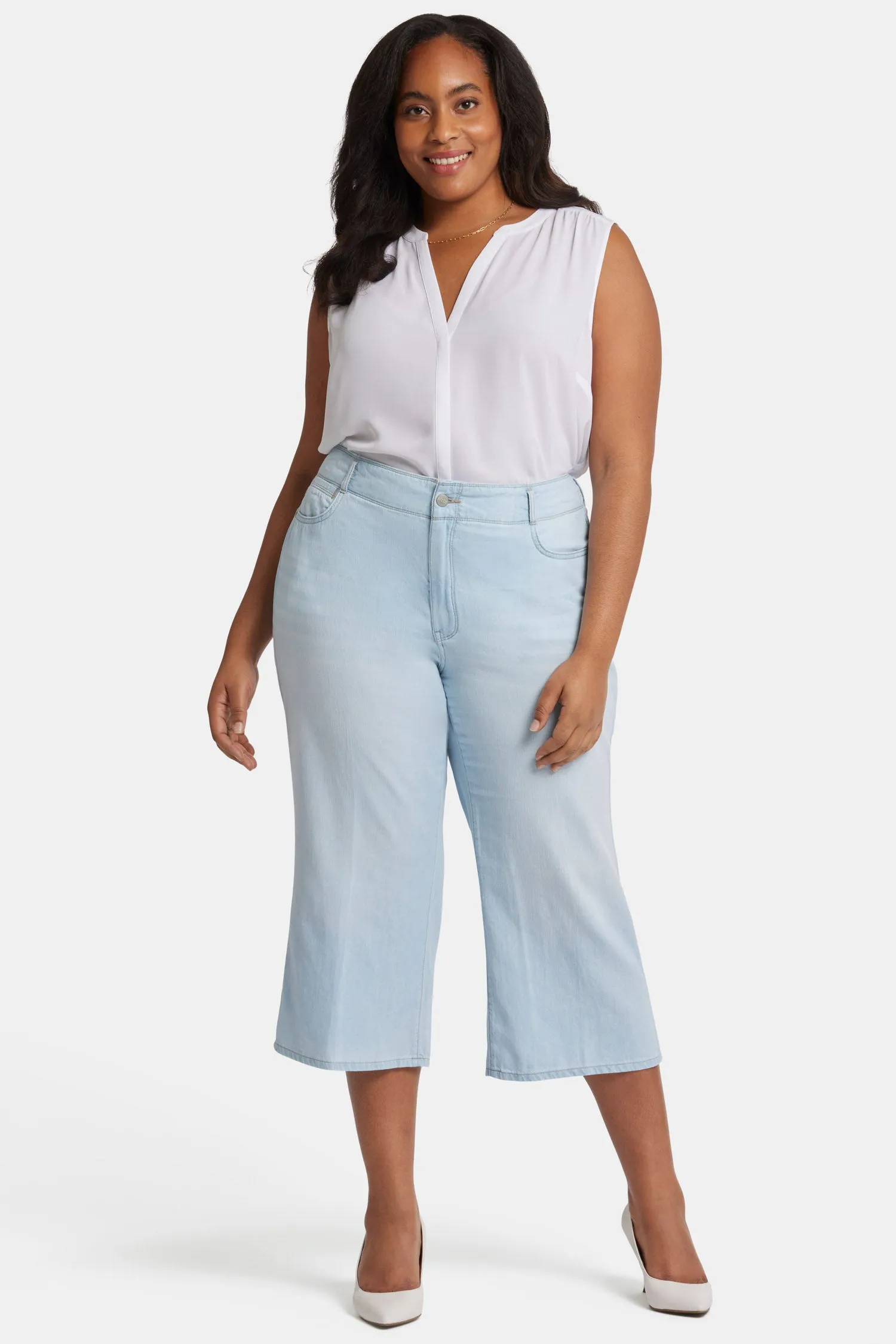 Brigitte Wide Leg Capri Jeans In Plus Size - Oceanfront sold by NYDJ