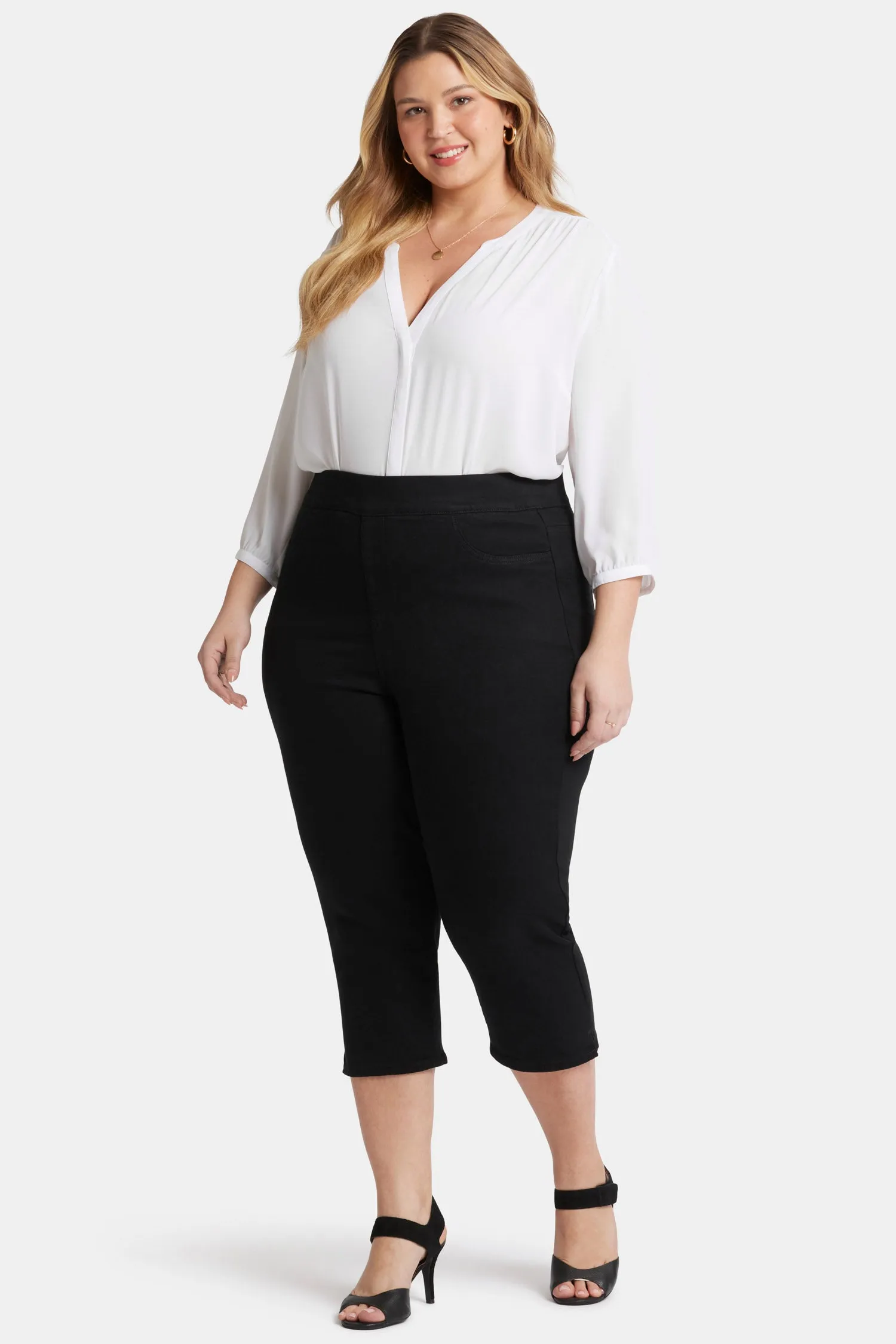 Dakota Crop Pull-On Jeans In Plus Size - Overdye Black sold by NYDJ