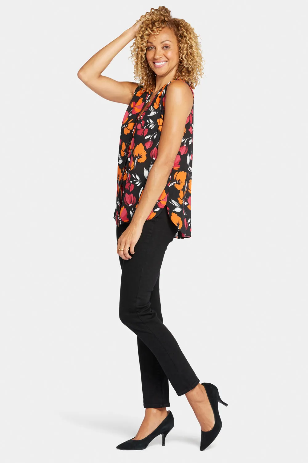 Sleeveless Pintuck Blouse - Tropical Waves sold by NYDJ product image thumbnail 5