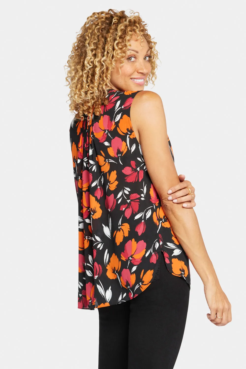 Sleeveless Pintuck Blouse - Tropical Waves sold by NYDJ product image thumbnail 2