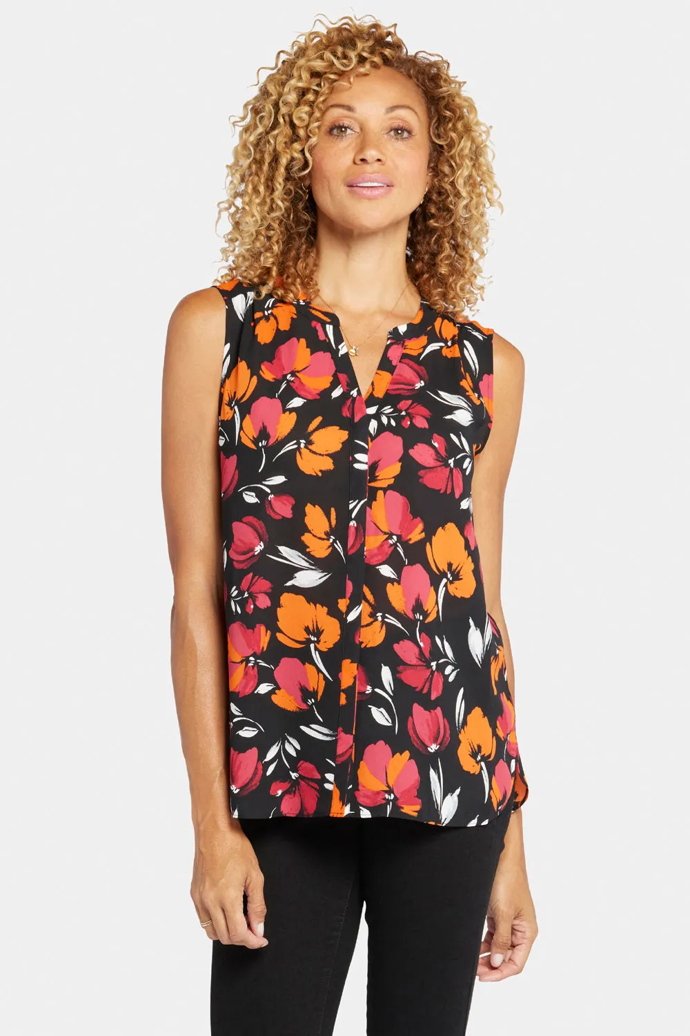 Sleeveless Pintuck Blouse - Tropical Waves sold by NYDJ product image thumbnail 4