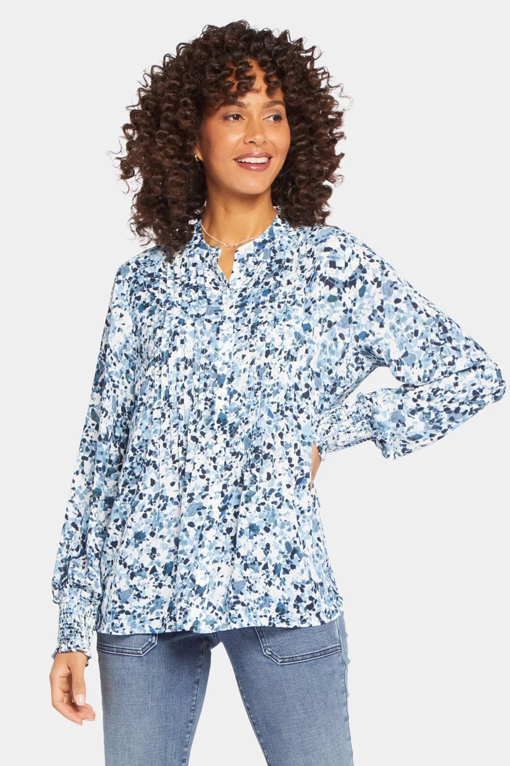 Pleated Peasant Blouse - Blue Canyon sold by NYDJ product image thumbnail 4