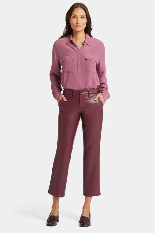 Faux Leather Straight Ankle Pants - Tavern sold by NYDJ