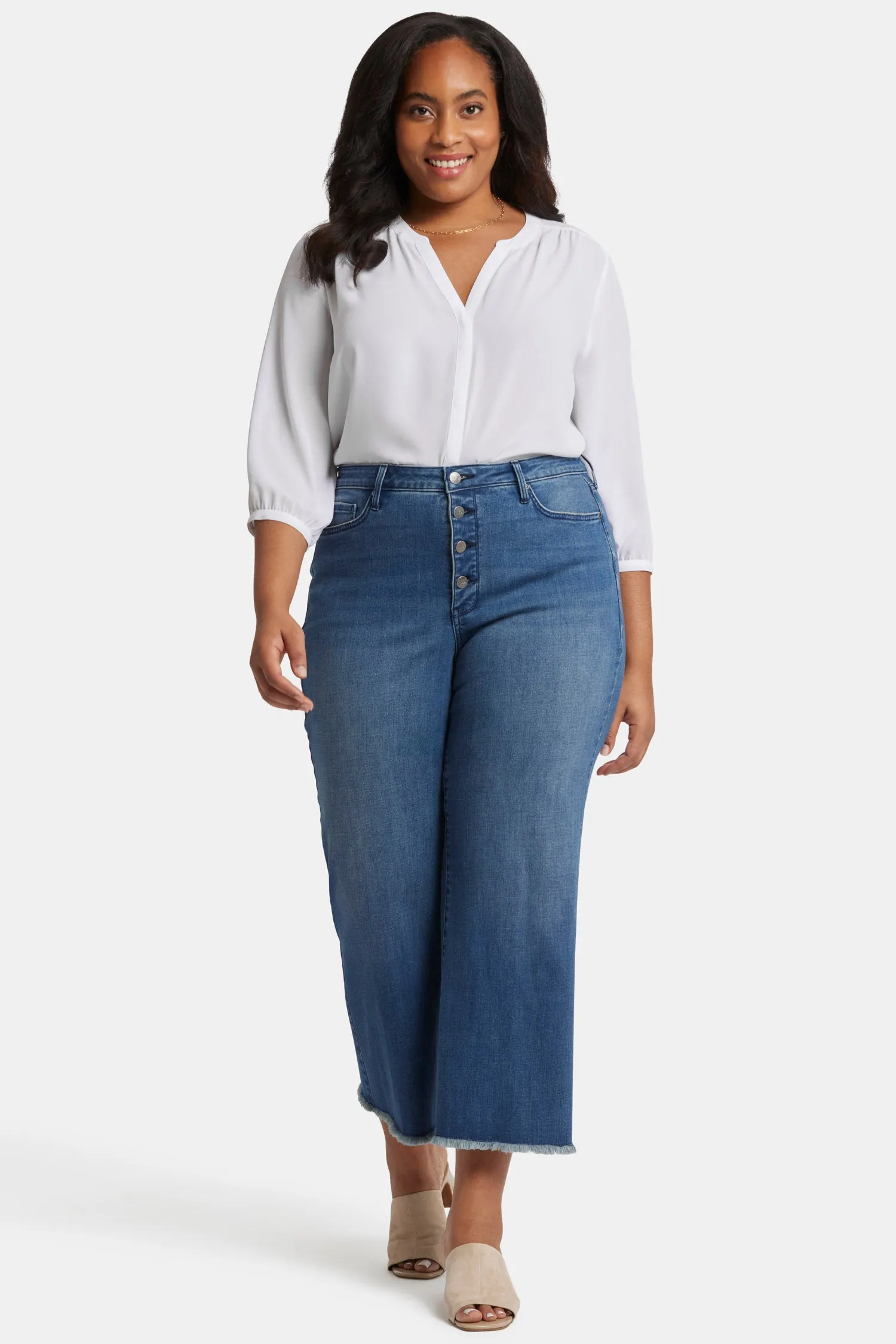 Teresa Wide Leg Ankle Jeans In Plus Size - Mission Blue sold by NYDJ