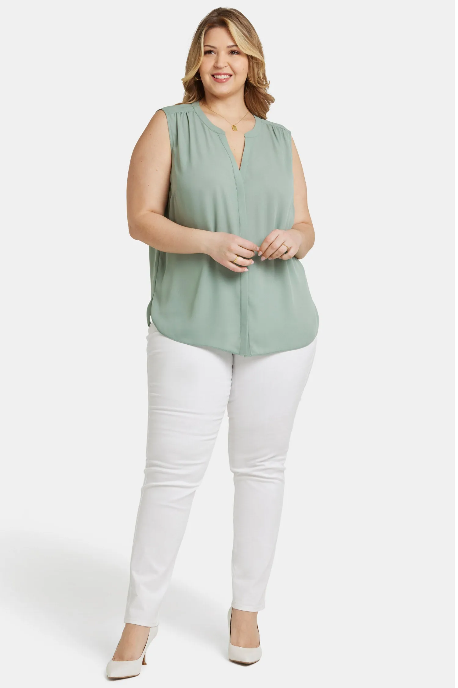 Sleeveless Pintuck Blouse In Plus Size - Lily Pad sold by NYDJ product image thumbnail 5
