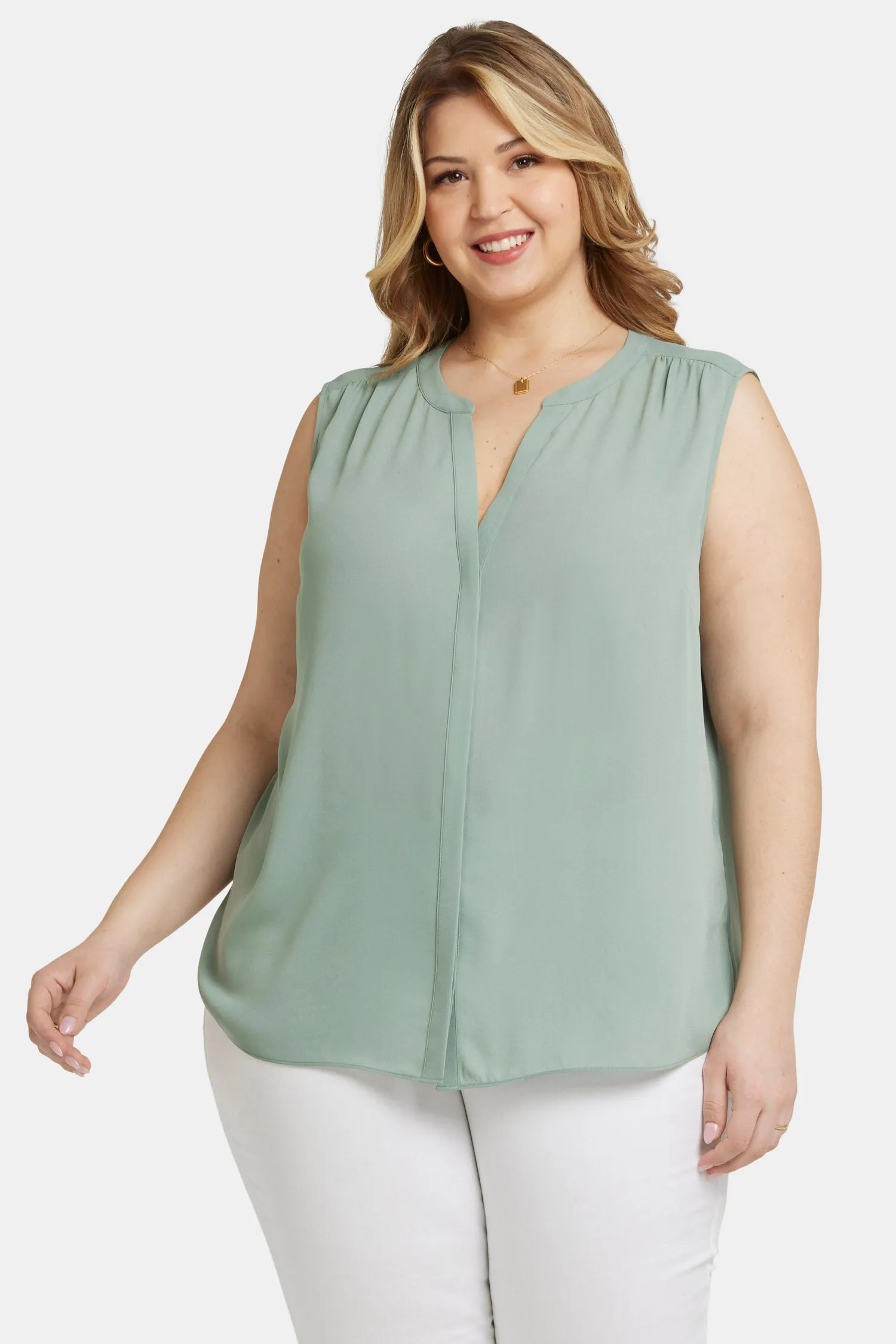 Sleeveless Pintuck Blouse In Plus Size - Lily Pad sold by NYDJ product image thumbnail 4