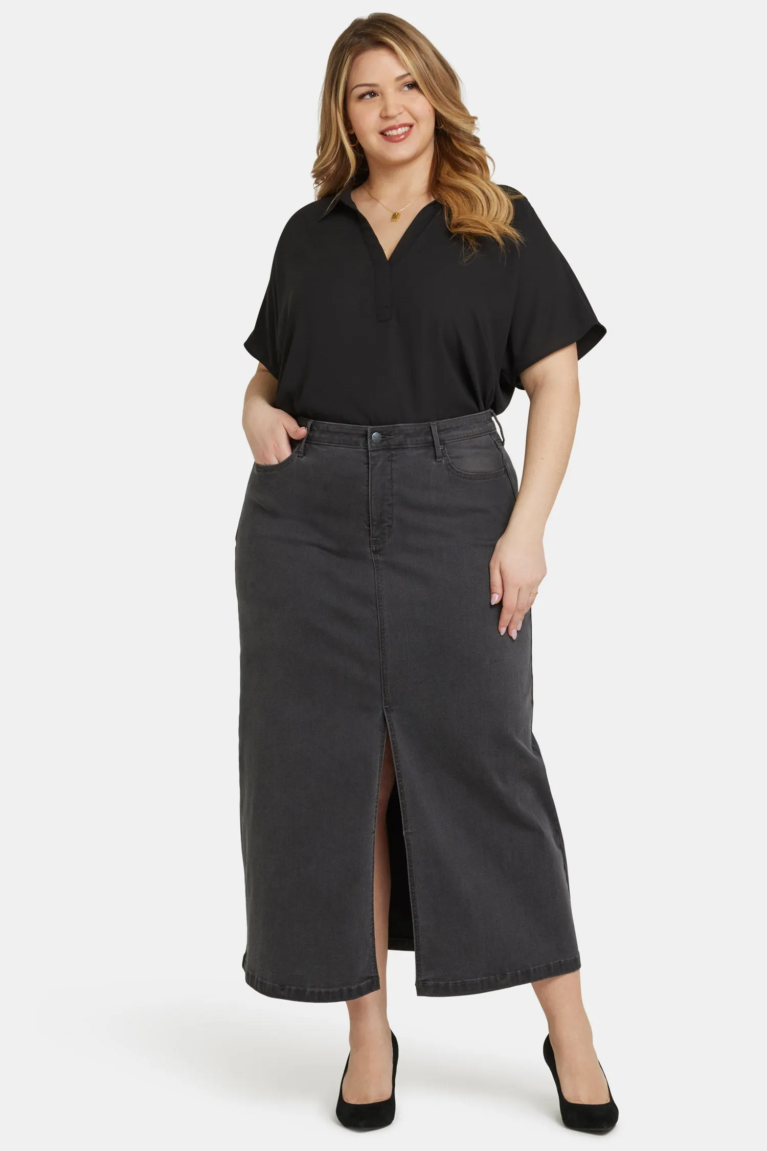 High Rise Long Skirt In Plus Size - Cloud Stone sold by NYDJ product image thumbnail 4