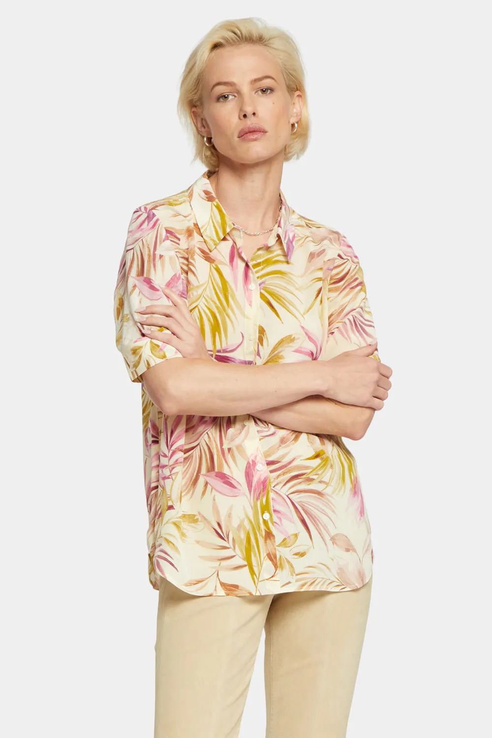 Riley Silk Elbow Sleeved Blouse - Angelic Palm sold by NYDJ product image thumbnail 4