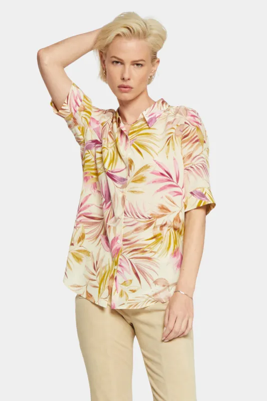 Riley Silk Elbow Sleeved Blouse - Angelic Palm sold by NYDJ