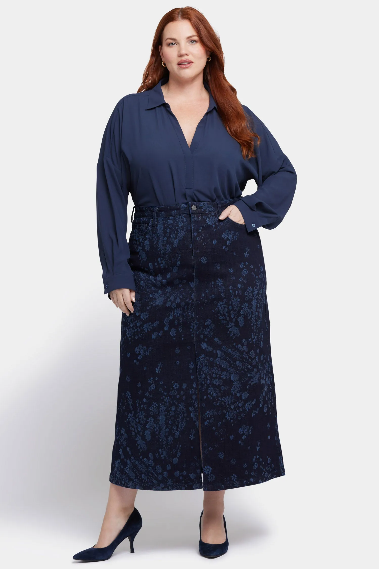 High Rise Long Skirt In Plus Size - Dark Indigo Salome sold by NYDJ product image thumbnail 4