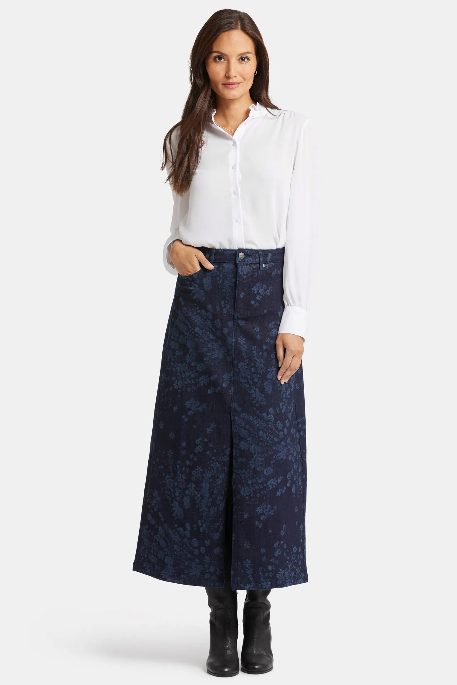 High Rise Long Skirt - Dark Indigo Salome sold by NYDJ