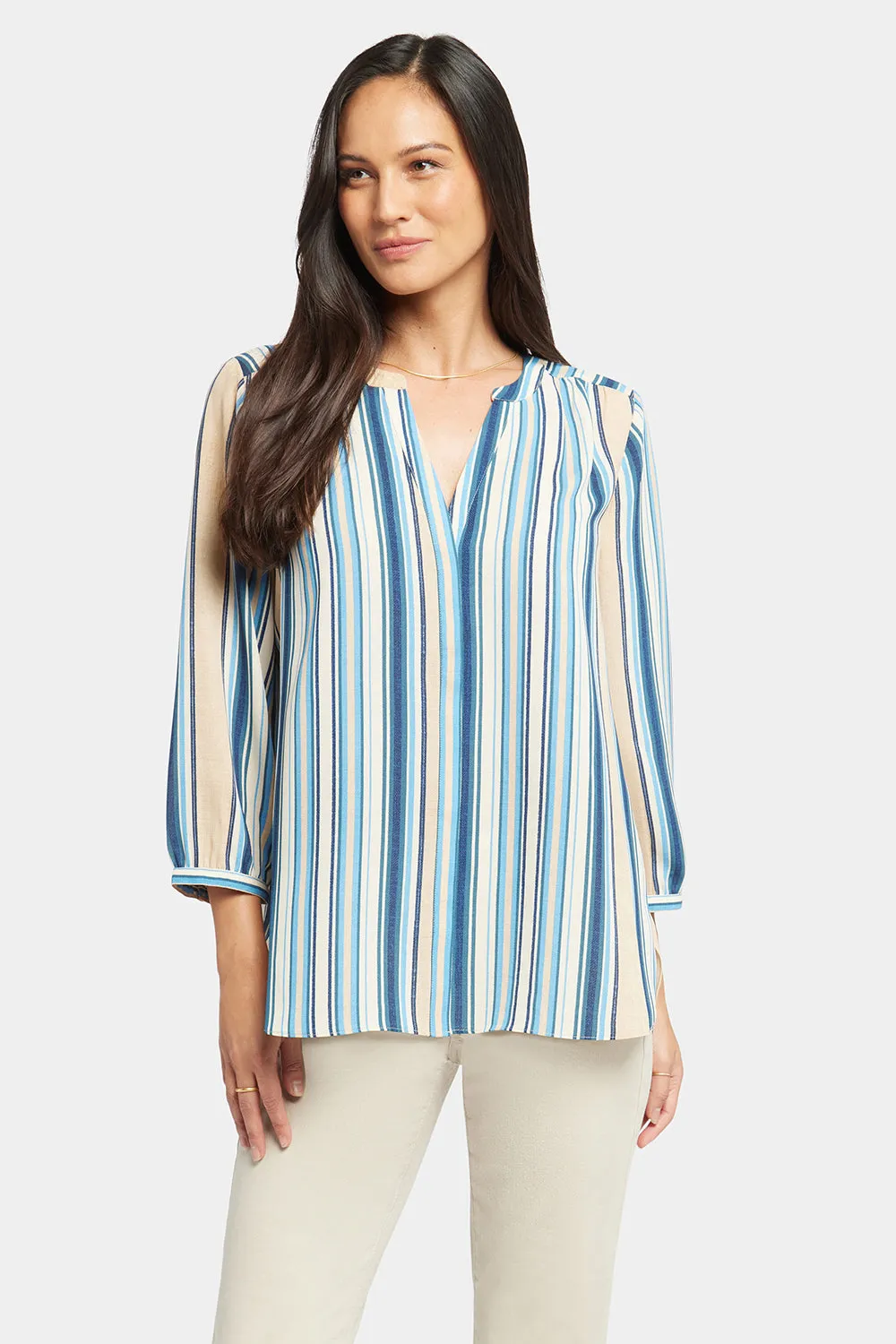 Pintuck Blouse - Hilltop Stripe sold by NYDJ product image thumbnail 4