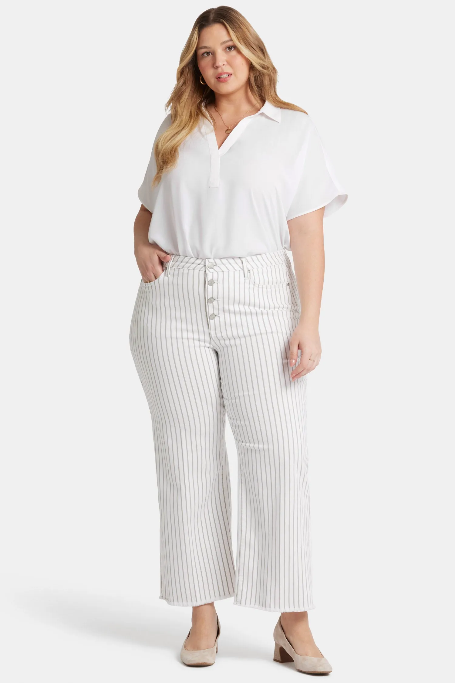 Teresa Wide Leg Ankle Jeans In Plus Size - Beach Cruise Stripe sold by NYDJ