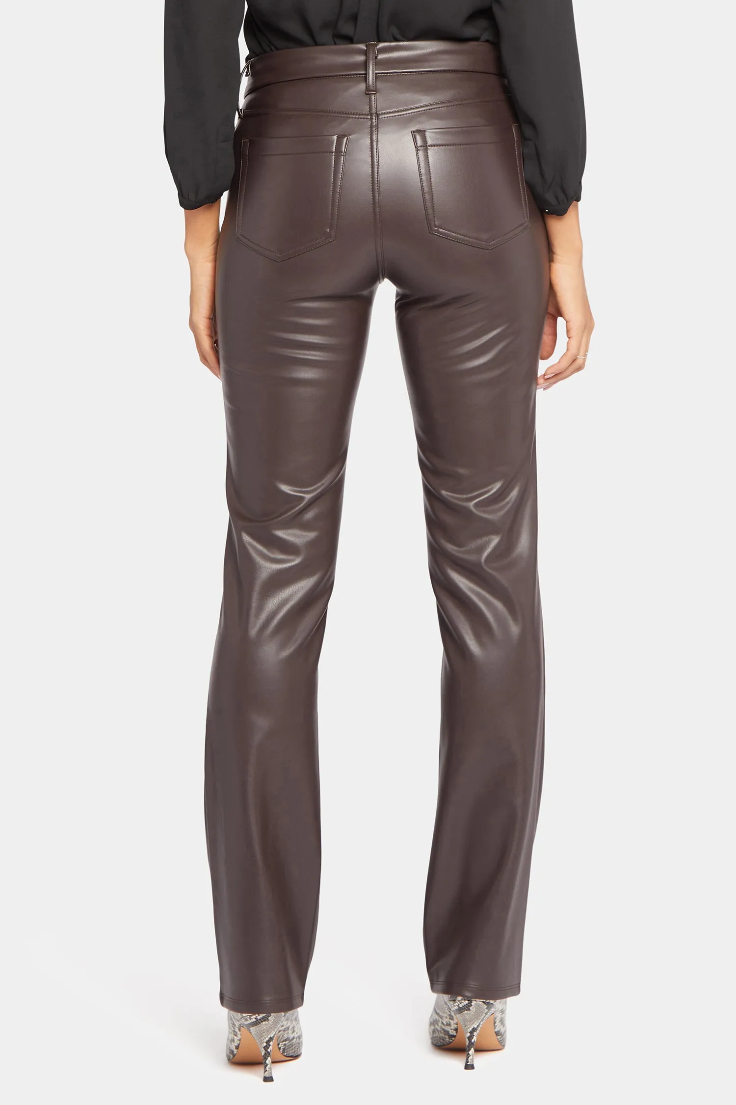 Faux Leather Marilyn Straight Pants In Petite - Cordovan sold by NYDJ product image thumbnail 2