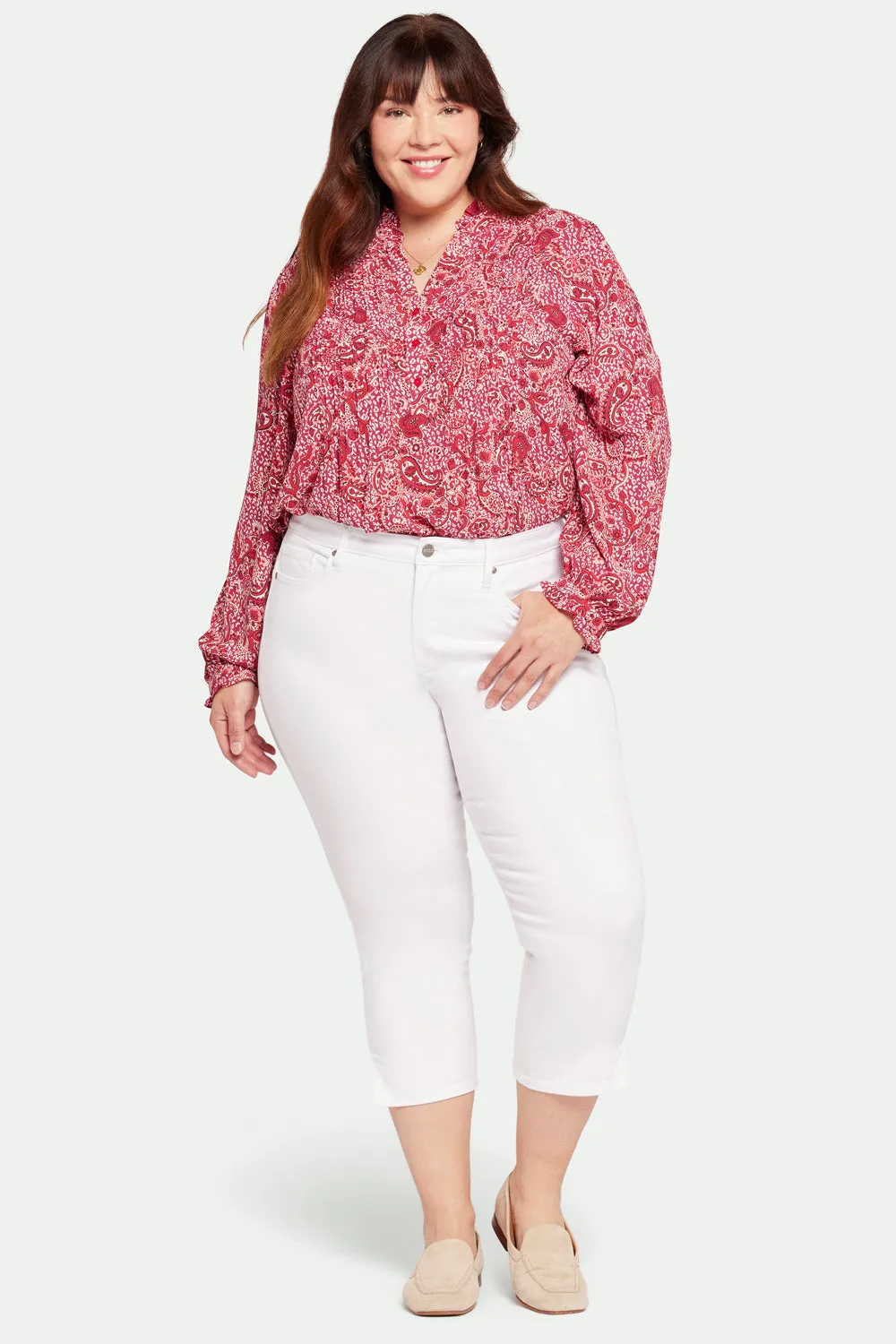 Chloe Capri Jeans In Plus Size - Optic White sold by NYDJ
