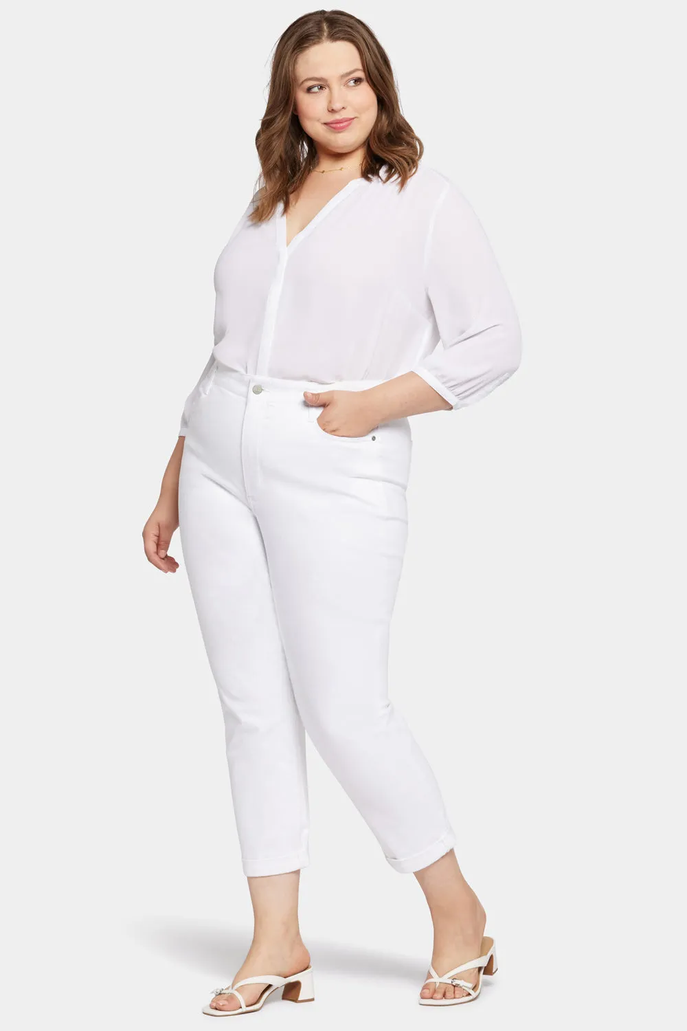 Margot Girlfriend Jeans In Petite Plus Size - Optic White sold by NYDJ product image thumbnail 5