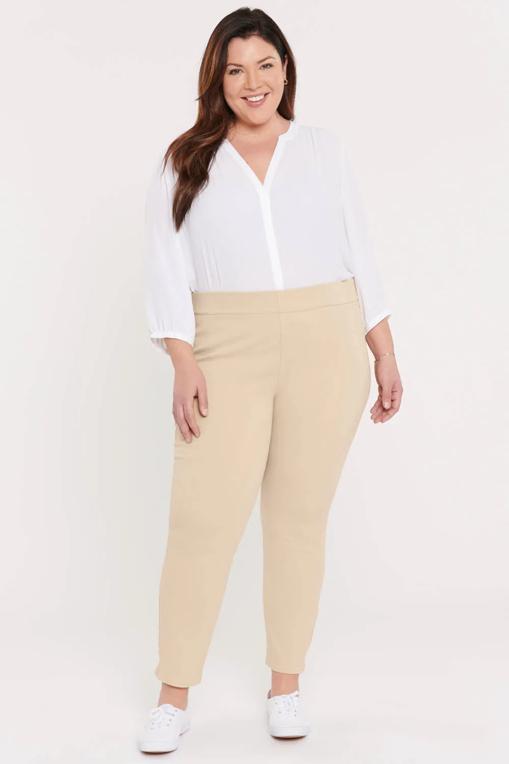 Skinny Ankle Pull-On Jeans In Plus Size - Marisol Warm Sand sold by NYDJ