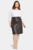 Faux Leather A-Line Skirt In Plus Size - Cordovan sold by NYDJ