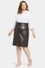 Faux Leather A-Line Skirt In Plus Size - Cordovan sold by NYDJ