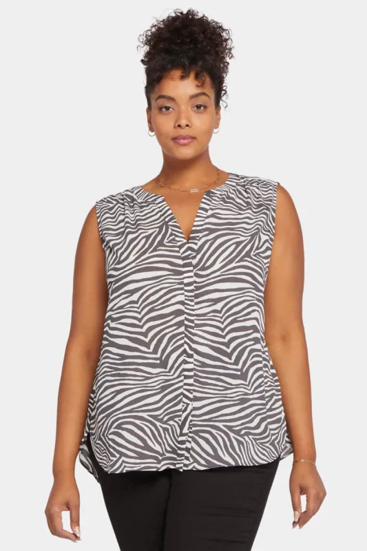Sleeveless Pintuck Blouse In Plus Size - Metro Zebra sold by NYDJ