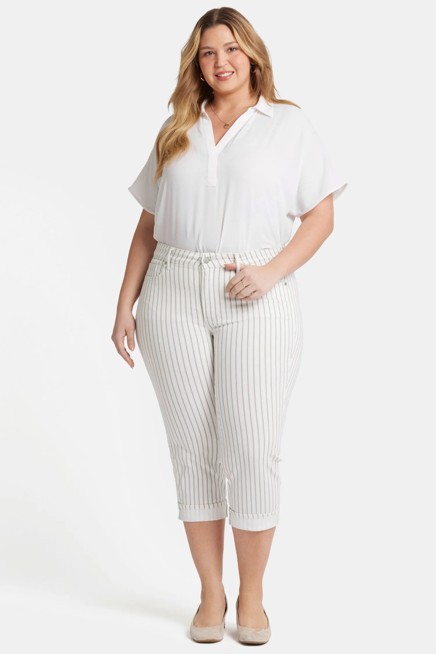 Marilyn Straight Crop Jeans In Plus Size - Beach Cruise Stripe sold by NYDJ product image thumbnail 4