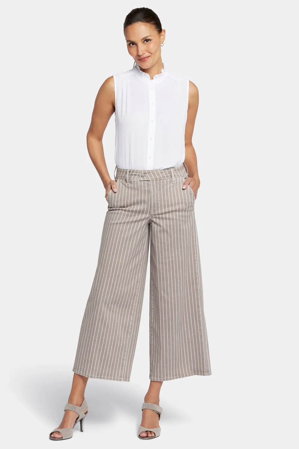 Mona Wide Leg Trouser Ankle Jeans - Boardwalk Stripe sold by NYDJ