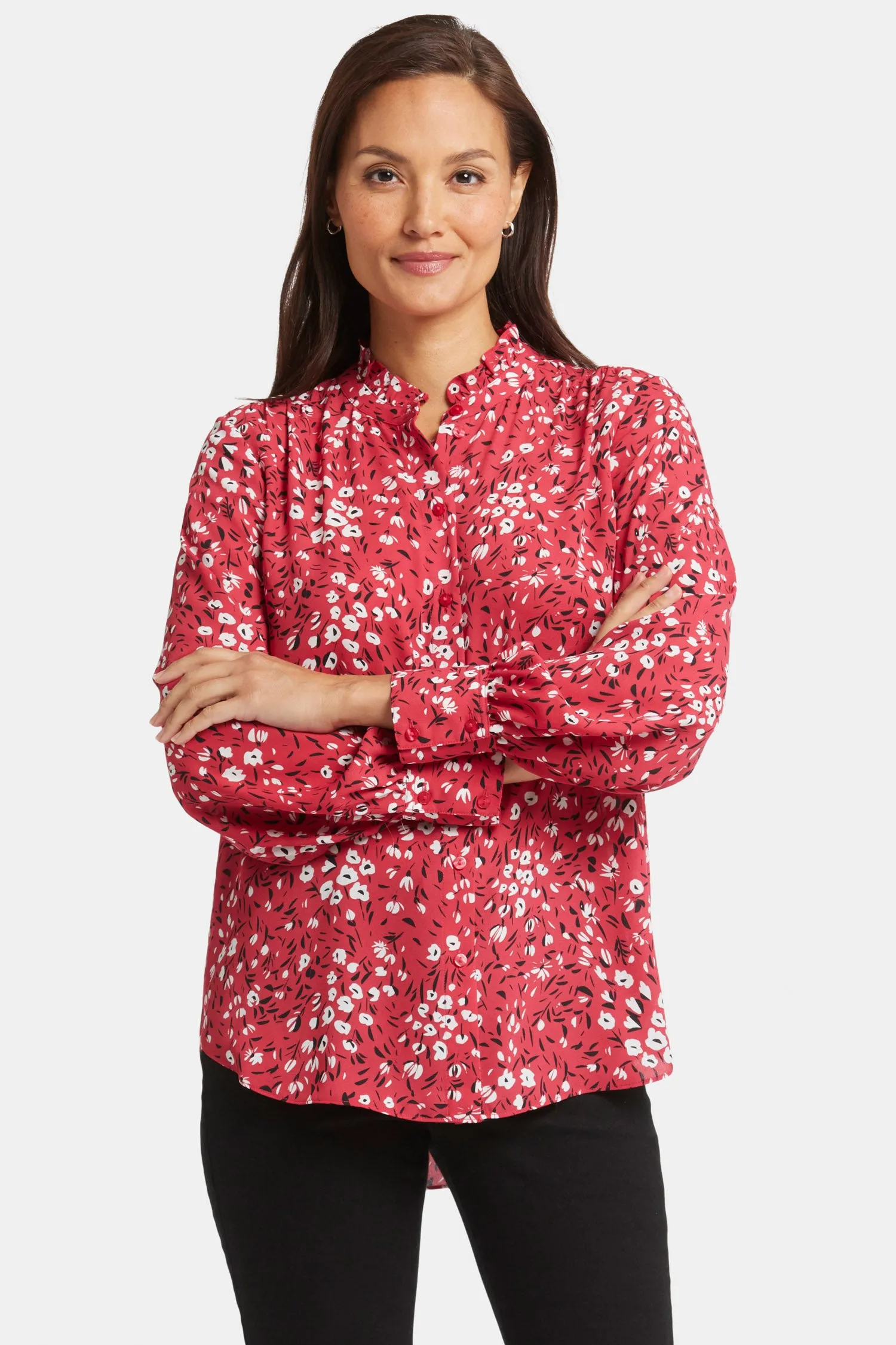 Ruffle Neck Blouse - Cherry Creek sold by NYDJ