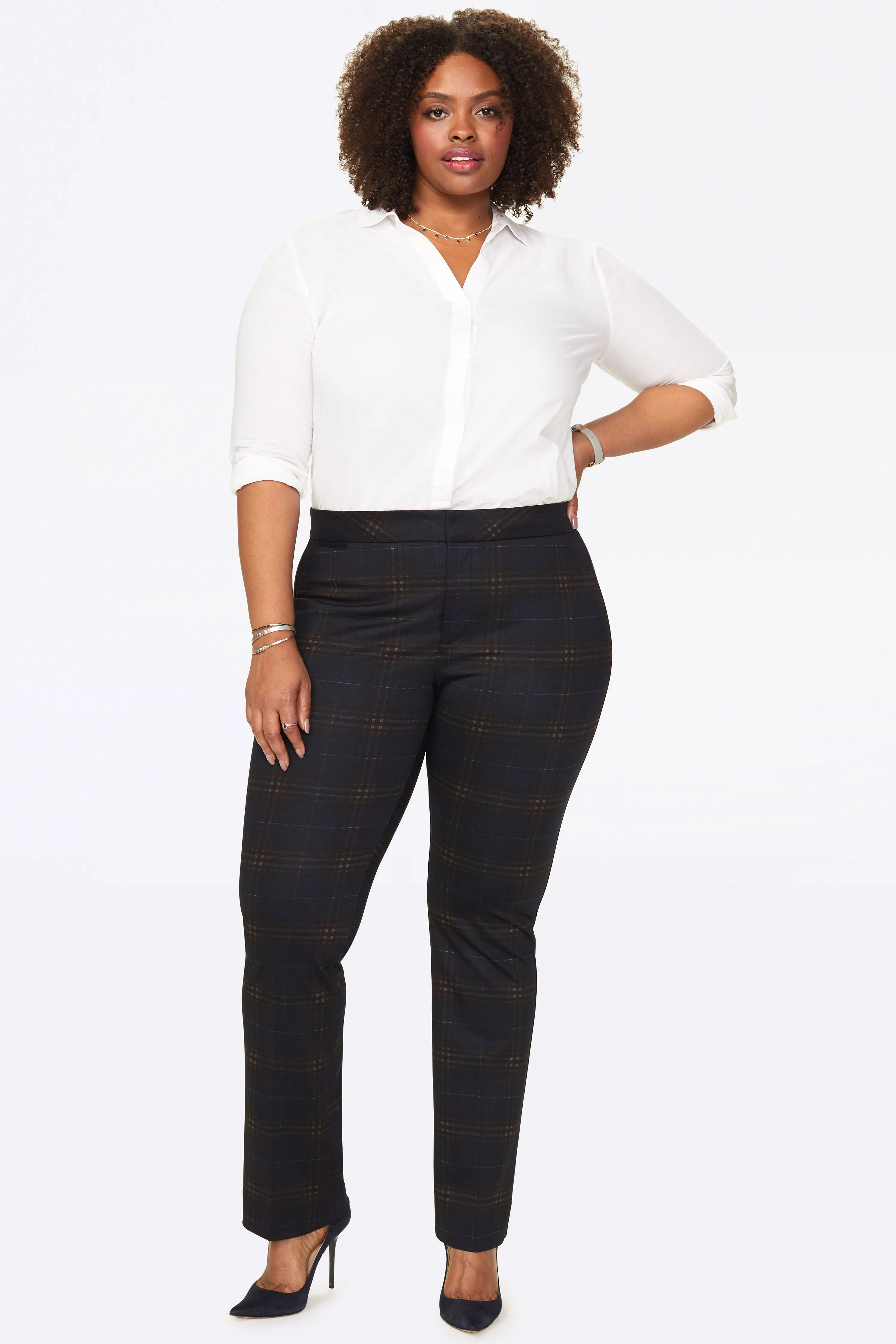 Slim Trouser Pants In Plus Size - Oakland Plaid sold by NYDJ