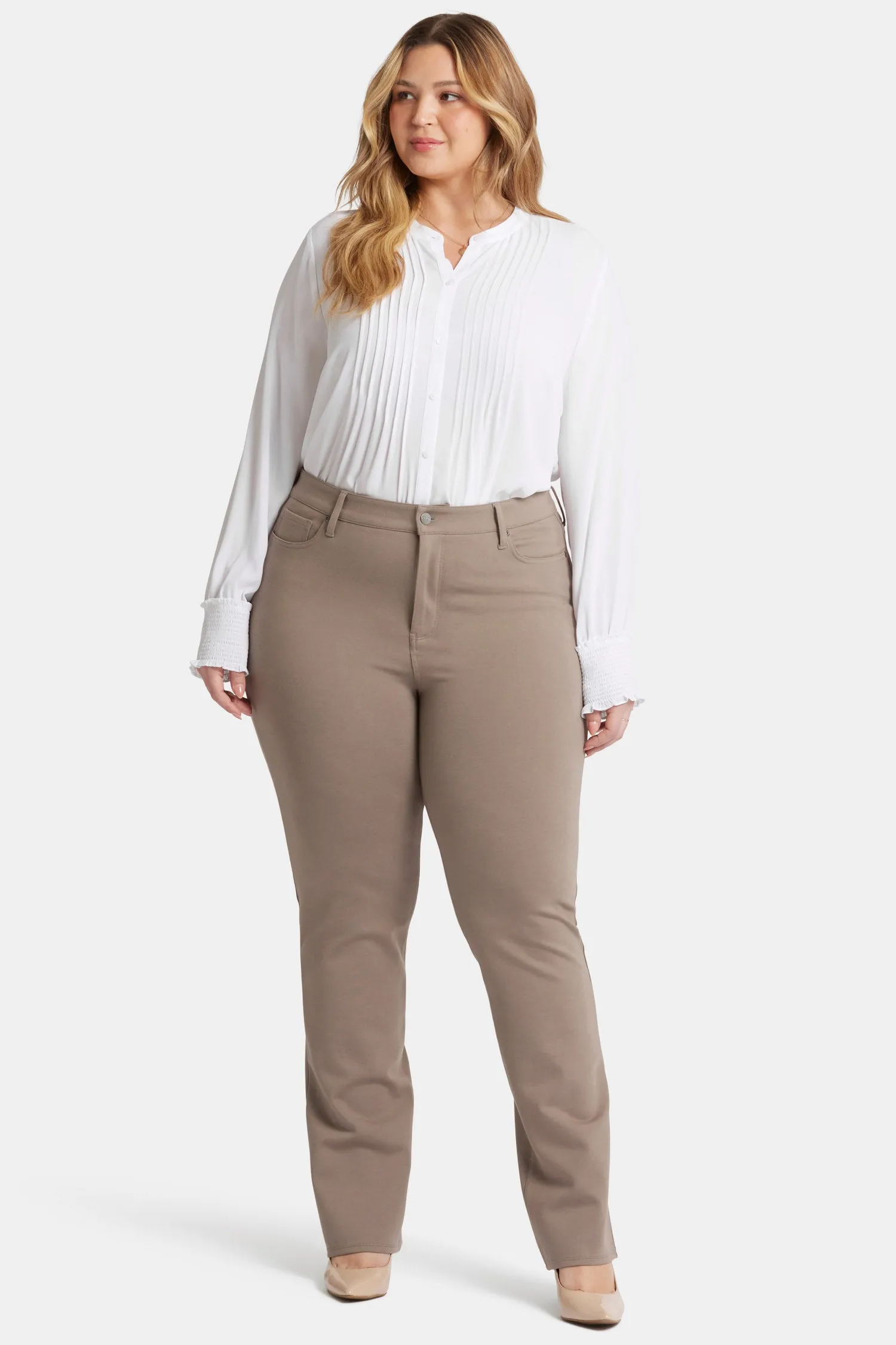 Marilyn Straight Pants In Plus Size - Saddlewood sold by NYDJ product image thumbnail 4
