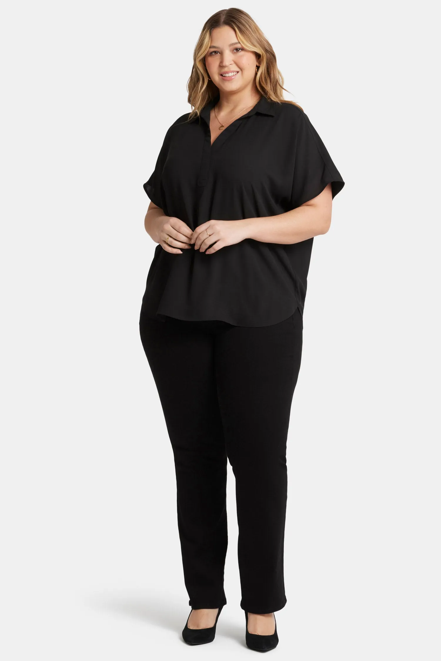 Becky Short Sleeved Blouse In Plus Size - Black sold by NYDJ product image thumbnail 5