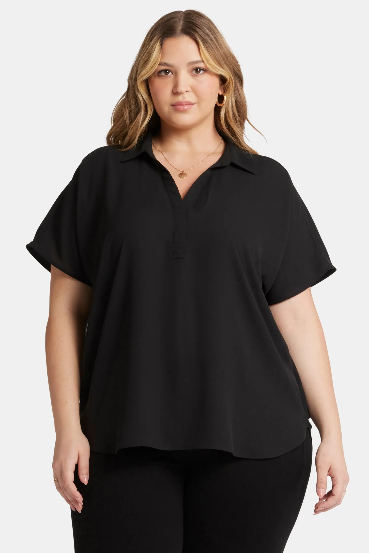 Becky Short Sleeved Blouse In Plus Size - Black sold by NYDJ
