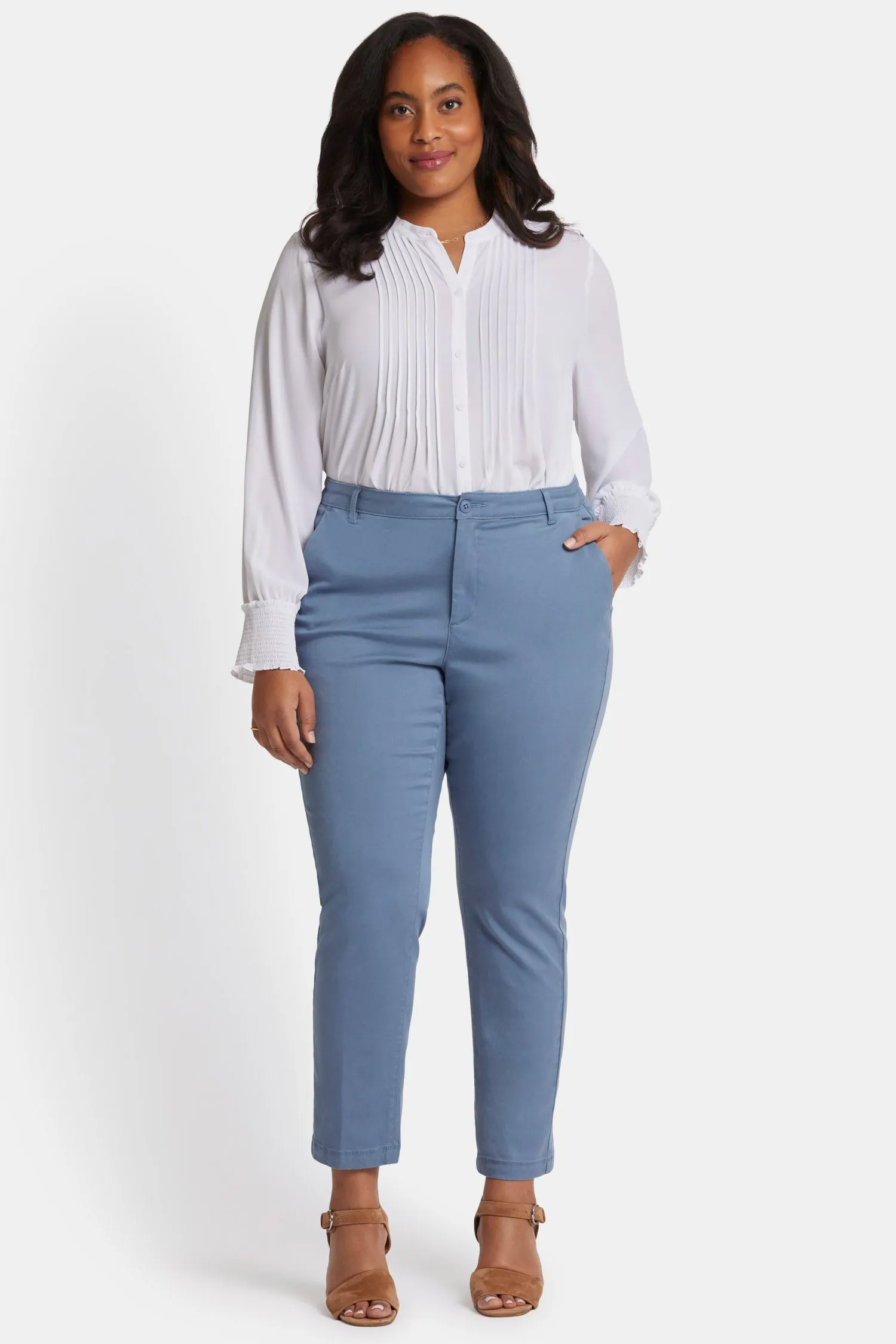 Sadie Slim Pants In Plus Size - Blue Stone sold by NYDJ