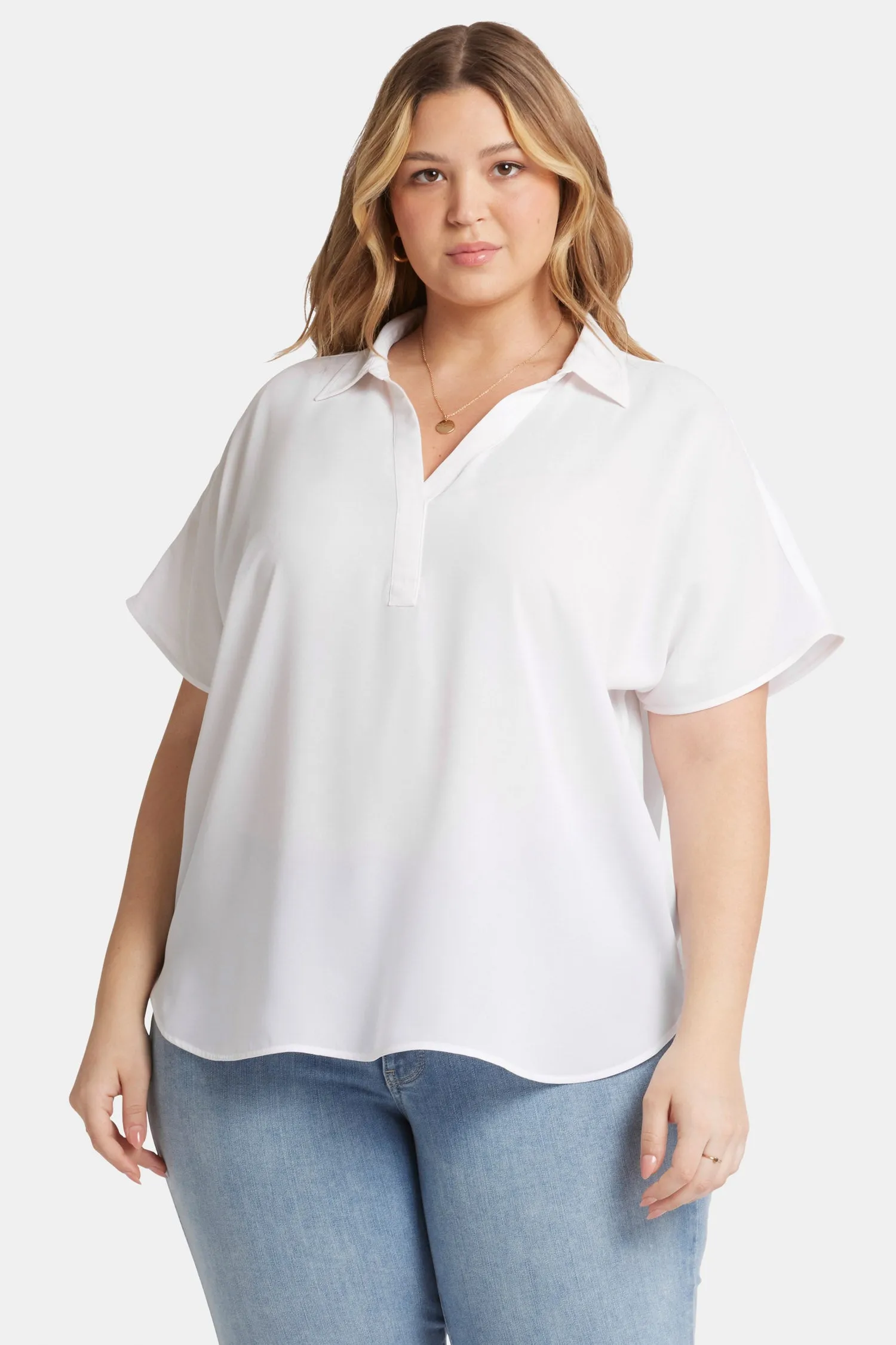 Becky Short Sleeved Blouse In Plus Size - Optic White sold by NYDJ product image thumbnail 4