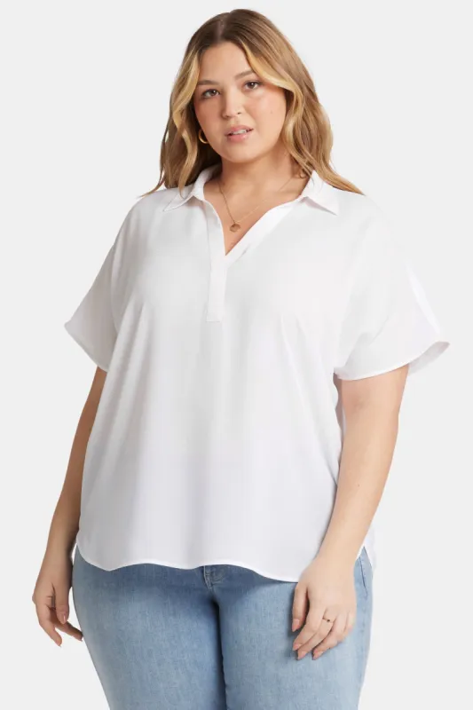 Becky Short Sleeved Blouse In Plus Size - Optic White sold by NYDJ