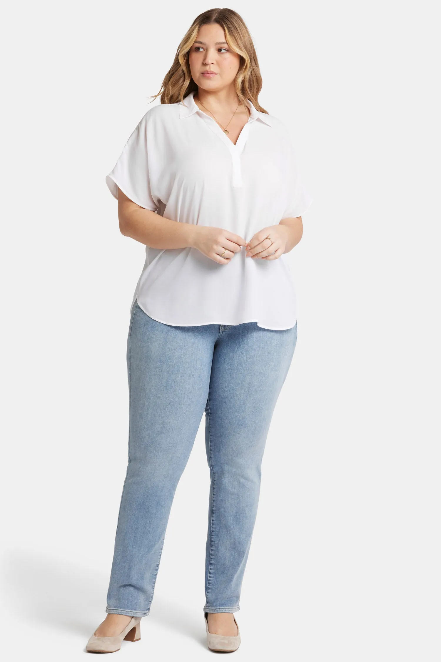 Becky Short Sleeved Blouse In Plus Size - Optic White sold by NYDJ product image thumbnail 5