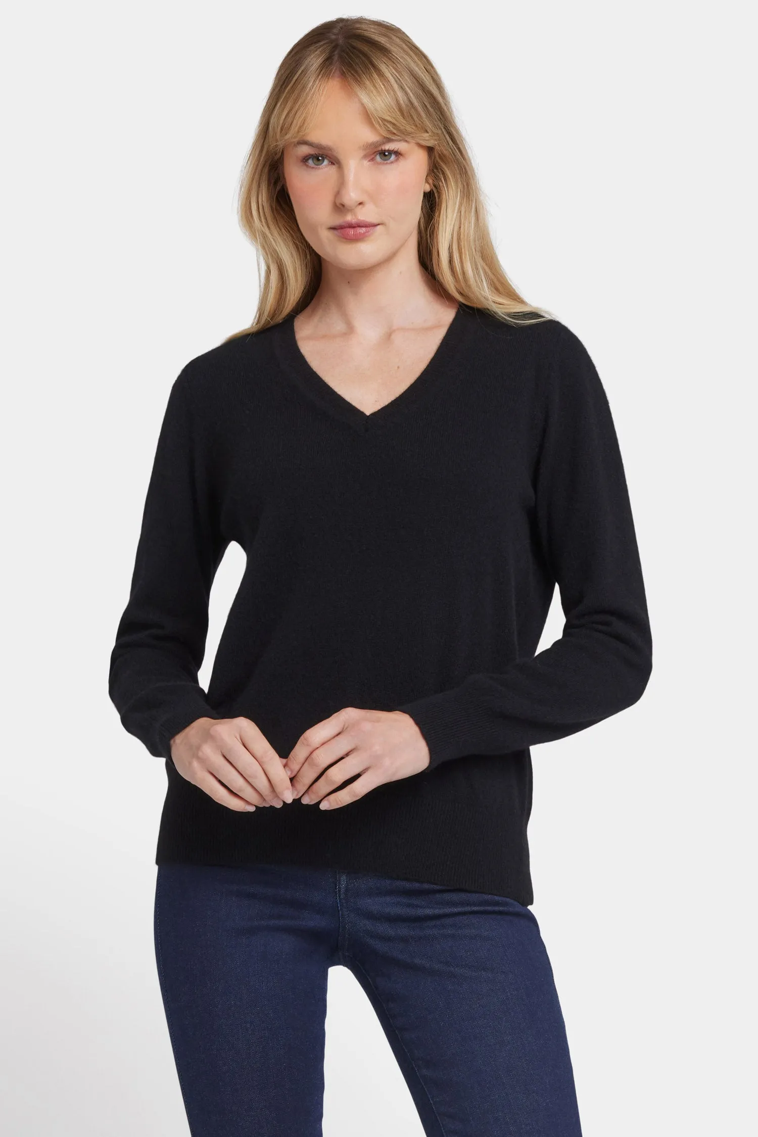 Cashmere Classic V-Neck Sweater - Black sold by NYDJ product image thumbnail 4