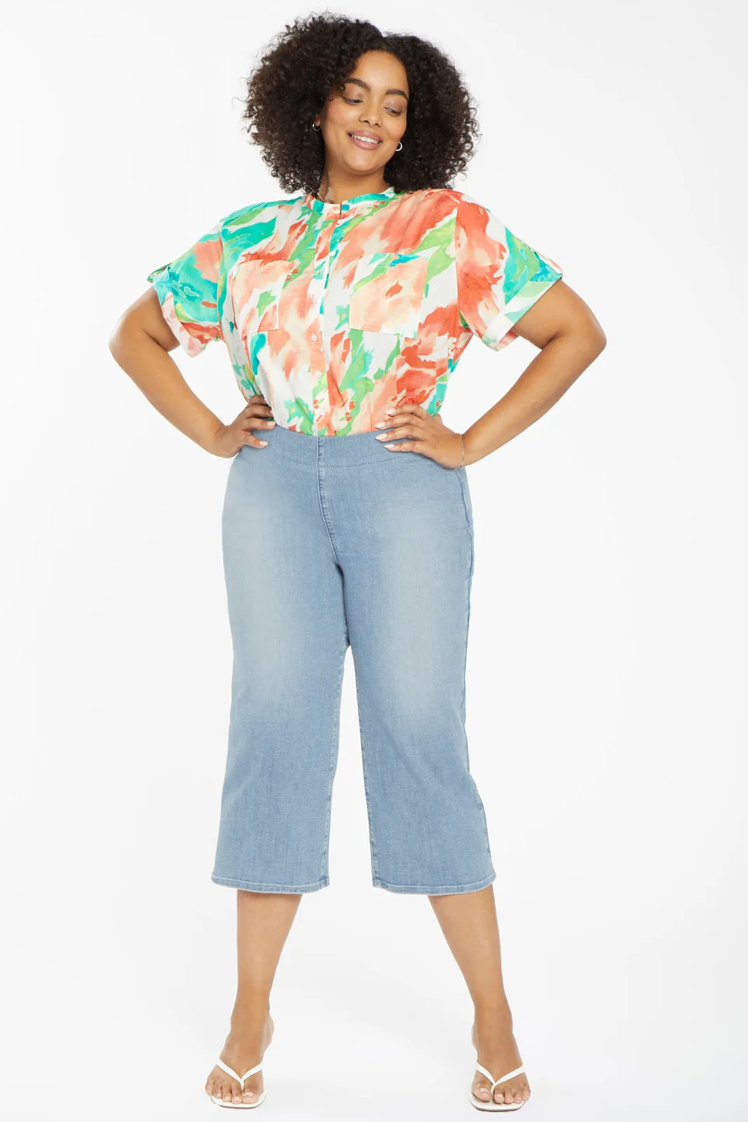 Wide Leg Capri Pull-on Jeans In Plus Size - Clean Solstice sold by NYDJ product image thumbnail 4