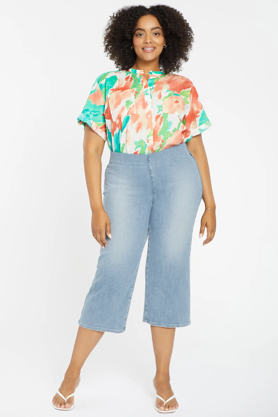 Wide Leg Capri Pull-on Jeans In Plus Size - Clean Solstice sold by NYDJ