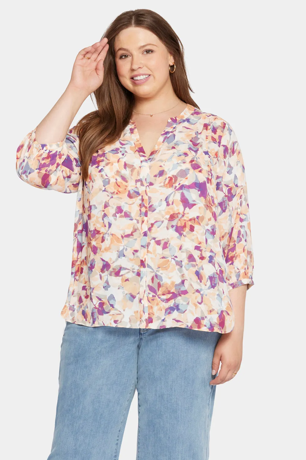 Pintuck Blouse In Plus Size - Fallen Leaf sold by NYDJ product image thumbnail 4
