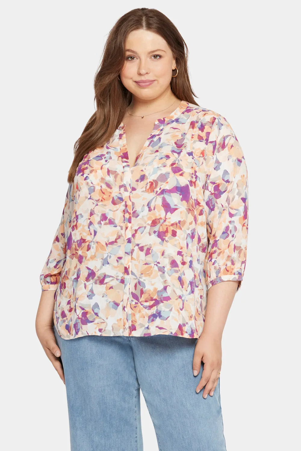 Pintuck Blouse In Plus Size - Fallen Leaf sold by NYDJ